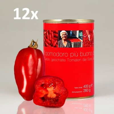 12 x San Marzano Tomaten 400 g, ATG 260 g ganz  geschält