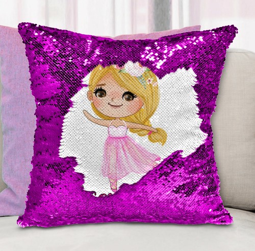 Ballerina Cushion Cover Sequin Throw Pillow - Personalised - Picture 9 of 12