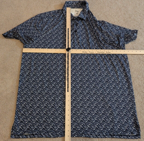 1764 Golf Shirt Mens 2XL XXL Blue Polo Stretch All Over Print Performance Beer - Picture 5 of 7