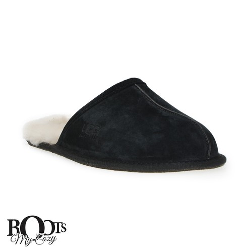 UGG SCUFF BLACK SUEDE SHEEPSKIN COMFORT SLIDE MEN'S SLIPPERS SIZE US 9/UK 8 NEW - 第 2/6 張圖片