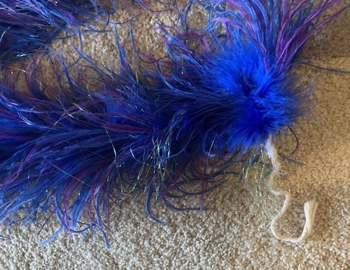 Vintage Ostrich and Marabou Boa Royal Blue Purple and a Shimmer of Gold Lurex - Picture 8 of 10