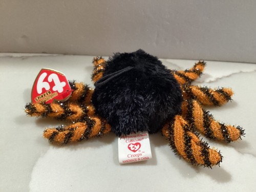 Ty CREEPS Black & Orange Spider Halloweenie Beanie/Ornament - 5” NEW - Bild 3 von 4