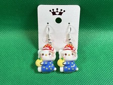 Sanrio Silver Loop Sleeping Hello Kitty Drop Dangle Adorable Earring Set