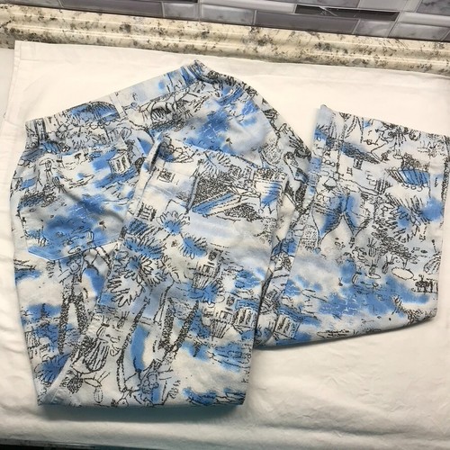 Pantalones de mezclilla para mujer Chicos con estampado de mezclilla azul blanco capri pierna ancha talla 0 - Imagen 4 de 9