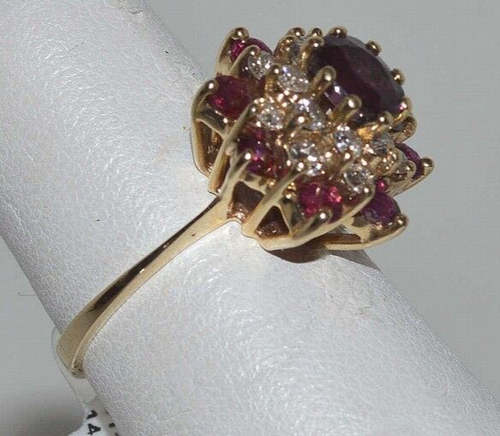 14k garnet diamond ring .50ctw diamonds Retail value $1300 - Picture 5 of 11