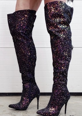 thigh high boots glitter