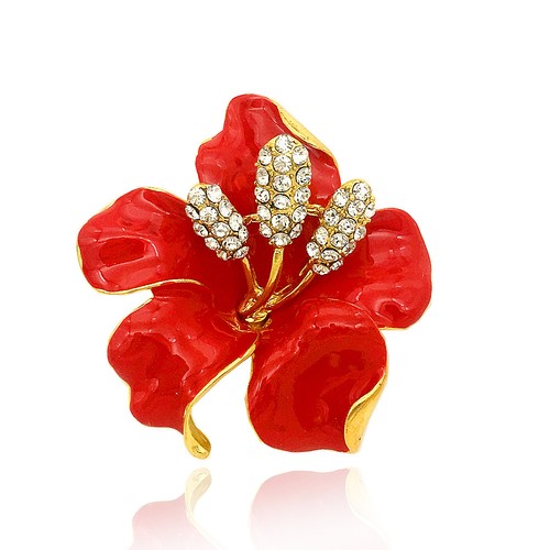 Ladies Brooches Red Lily Flower Brooch for Women Spring Summer New Design