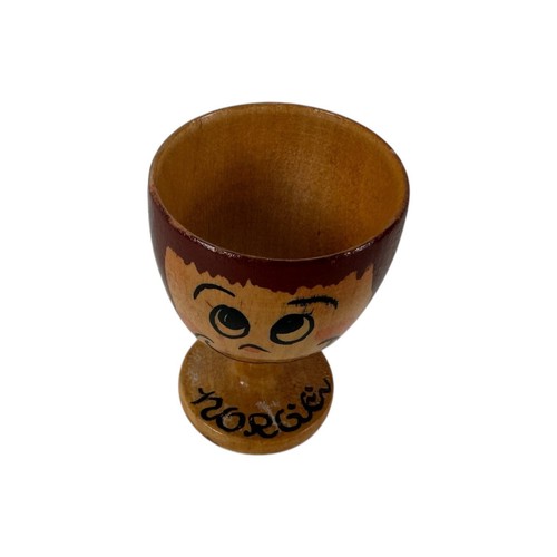 Vintage Norway Norwegian Egg Cups Wooden Norge Souvenir Wood Hand Painted - Picture 4 of 11