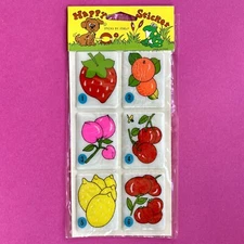 Vintage Stickers Puffy Happy Fruit Color Food New Sealed Sheet Scrapbook Fun 1-6