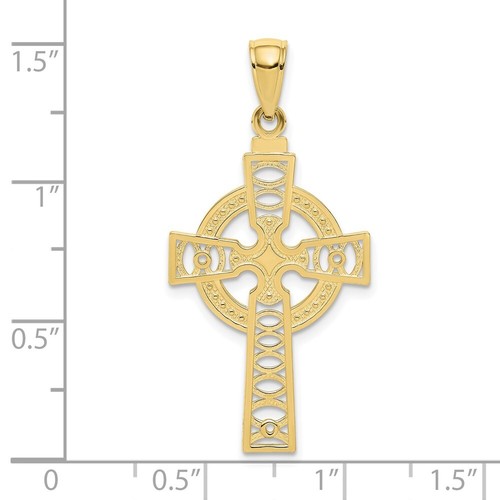 10K Yellow Gold Celtic Cross w/Eternity Circle Pendant - Picture 3 of 5