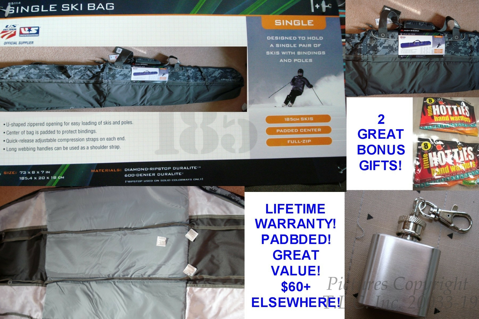 high sierra deluxe single ski bag