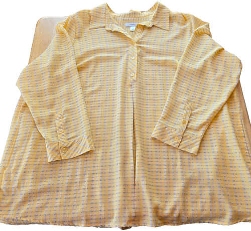 Blusa Top Pullover CJ Banks Para Mujer 3X Amarillo Brillante Manga Larga 2 Bolsillos - Imagen 3 de 8