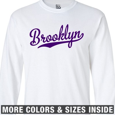 【MODERNIF】Authentic Lettering Short Sleeve Tee Brooklyn Gold Brooklyn T-shirt with Yellow Reflective Letters – Skool