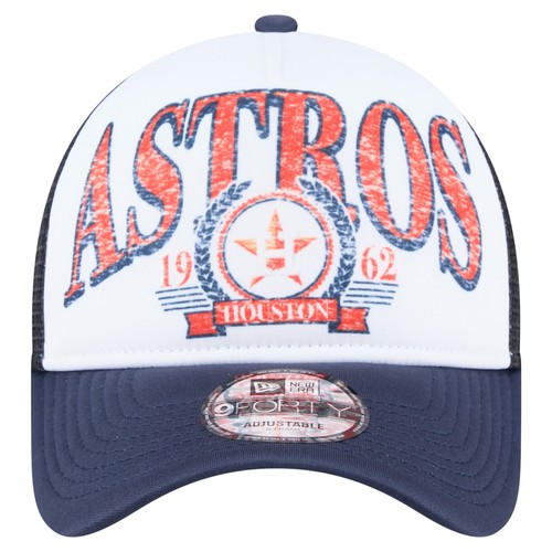Men's New Era Navy Houston Astros Distressed 9FORTY A-Frame Adjustable Trucker - Imagen 2 de 6