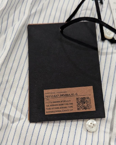 $775 ZEGNA "Trecapi" camicia elegante cotone a righe blu brillante 41 US 16 - Foto 6 di 6