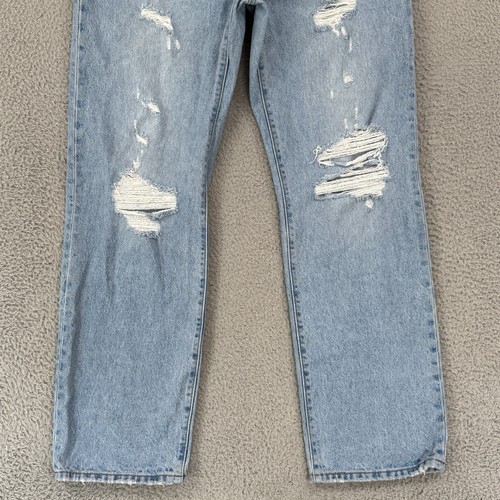 Levis 501 Jeans Damen 33x32 Distressed Denim High Rise Button Fly Straight Leg - Bild 2 von 13