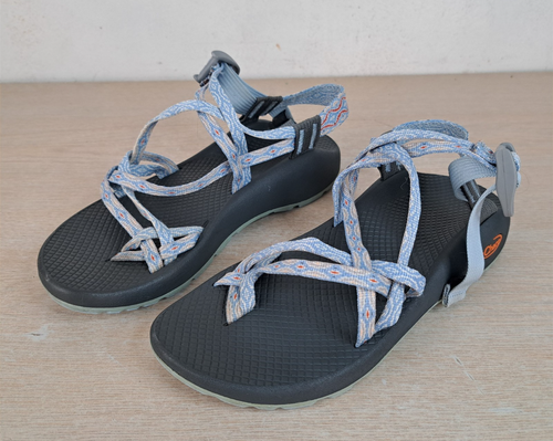 CHACO DOPPELRIEMEN ZX2 SANDALEN/SCHUHE, ZEHENSCHLAUFE, DAMEN GRÖSSE 8, BLAU, WANDERN/SPORT