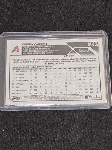 2023 Topps Chrome Corbin Carroll Rookie Chrome Auto On Card Diamondbacks RA-CCA - Picture 2 of 2