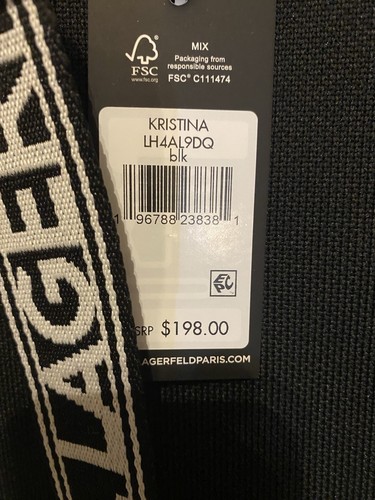 Bolso de Mano Karl Lagerfeld Paris Grande Difícil de Encontrar Nuevo con Etiquetas de Lona Negra con Pin Icónico - Imagen 6 de 21