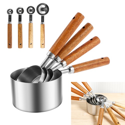 8 Pcs Measuring Cups and Spoons Set Stainless Steel Measuring Set Space frKXk - Picture 9 of 11