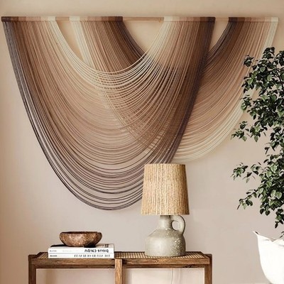 NEW Anthropologie XL Boho Tapestry Macrame Brown Dyed Yarn Wall Hanging 57 x 40