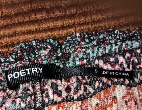 Poetry Skirt Maxi Boho Hippie Splits Elastic Waist Orange Green Womens Sz S - Picture 4 of 7