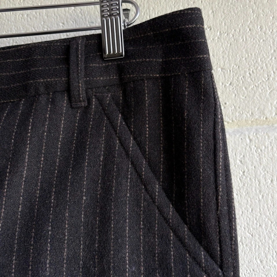 Club Monaco Wool Pin Stripe Brown Pants Trousers Womens Size 4 Bootcut Low Rise - Image 4 of 4