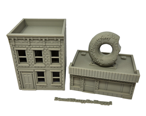 Donut Shop & Building 3D Print Modular Terrain Shelter RPG Zombie+ 28-32mm