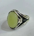 925 Silver Ring - Natural Green Jade Gemstone - Vintage Design - 7g - Size 10 US