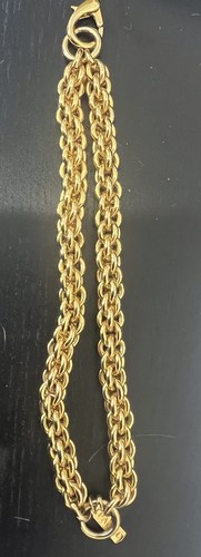 Vintage Bracelet Paolo Gucci Double Cable Rope Shiny Goldtone Chain Chunky Z - Picture 3 of 7