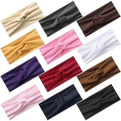 12-Pack Wide Stretch Headbands for Women - Non-Slip Extra Wide Turban 12 Color3