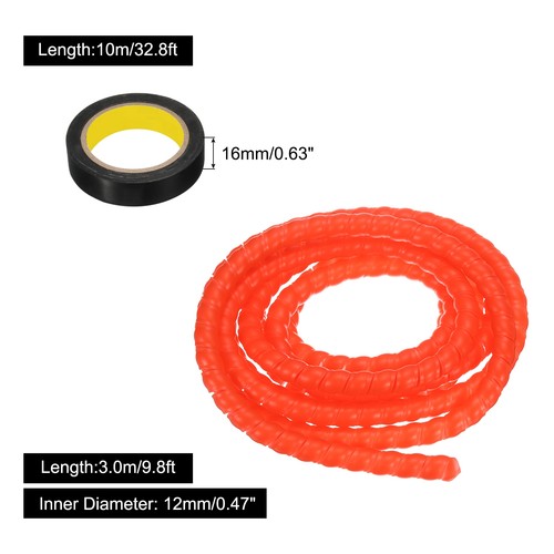 Spiral Cable Wrap 9.8ft/3.0M 12mm Cable Sleeve PP Cord Organizer Red - Afbeelding 2 van 5