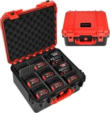 Storage Case for Milwaukee Battery - Waterproof Hard Shell Tool Bag with 9 Adjus