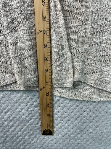 Cárdigan EILEEN FISHER Mezcla de Lino Tejido Enrejado Cortina Frente Abierto Talla Med Beige - Imagen 7 de 15