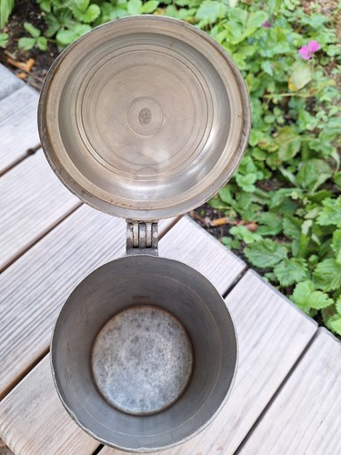 uralt  Walzenkrug  Zinnkrug / Krug  Monogramm   A.B.F.  1816 , punziert IHM - Bild 5 von 5