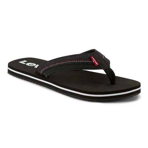 Chanclas Levi's Hombres Marca de Palabra Correa Deslizables Piscina Playa Talla EE. UU. 12M Negras - Imagen 1 de 4