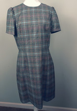 Brooks Brothers Plaid Wool Dress Made in Italy Sz 8 Fully Lined Short Sleeve
