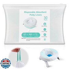 Disposable Potty Liners with Absorbent Pads   30 Counts, Leak-Proof Travel To