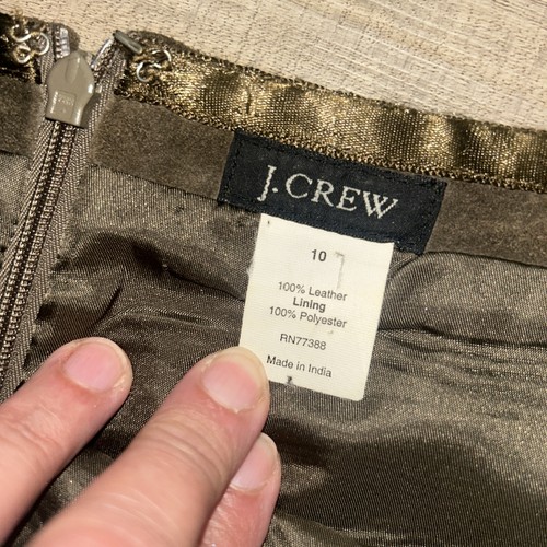 Vintage J Crew Leather Pencil Skirt Brown Laser Cut Hem Suede Cowgirl Hippie 10 - Picture 7 of 8