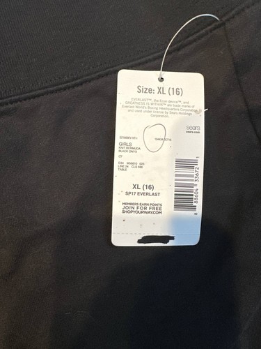 Everlast Girls' Athletic Knit Bermuda Short Size Xl (16) Black Onyx NWT - Picture 4 of 4