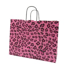 SSWBasics Large Pink Leopard Paper Shopping Bags with Handles - 16”L x 6”D x 12