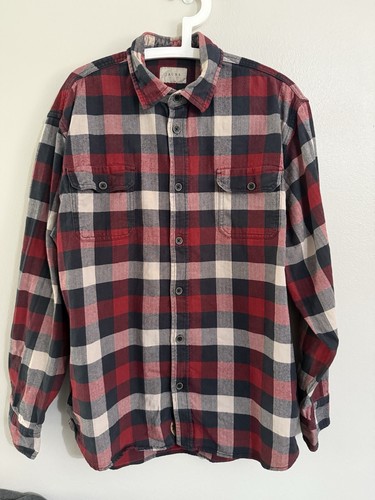 Men’s Jachs Red,Blue And Cream Plaid Long Sleeved Flannel Shirt