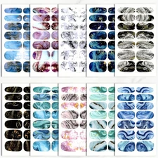 Nail Full Wraps Nail Polish Strips Marble Self Adhesive Gel Nail Stickers 1pcs