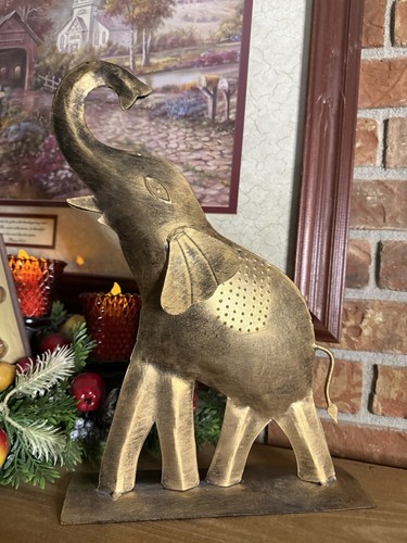 Seltene Vintage 1975 Gold Elefant Statue Wohndeko Sammler - Bild 3 von 5