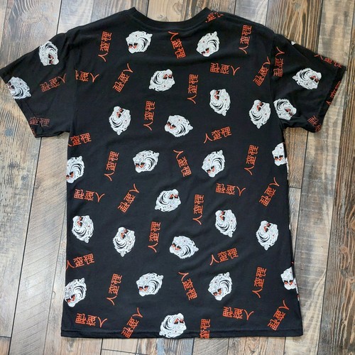 Fresh Laundry Men T Shirt M Black Tiger All Over Graphic Print Short Sleeve Tee - Picture 3 of 8