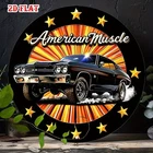 Vintage American Muscle Car Round Aluminum Tin Metal Signs Home Décor 8x8