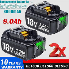 2-Pack For Makita BL1860 18V LXT 8.0ah Li-ion Battery BL1850 BL1830 BL1840 Tool