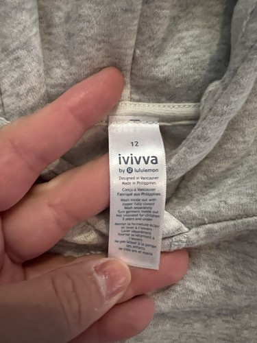 Ivivva Lululemon Girl's Gray Scuba Hoodie Full Zip Sz.12 Casual,sporty,cozy,comf - Picture 3 of 7