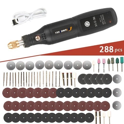 USB Cordless Electric Mini Drill Grinder Polishing Engraving Pen Rotary Tool Kit - Picture 13 of 14