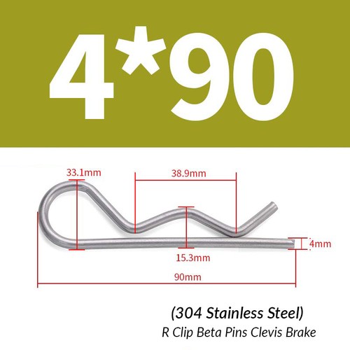 R Clip Beta Pins Clevis Brake 1mm - 5mm Zinc Plated / Stainless Steel 304 A2 - Picture 57 of 59